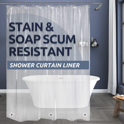 Titanker Clear Shower Curtain Liner, Plastic Shower Liner PEVA 72 x 72 Lightweight Waterproof Shower Curtains for Bathroom with Magnets and Rustproof Grommets