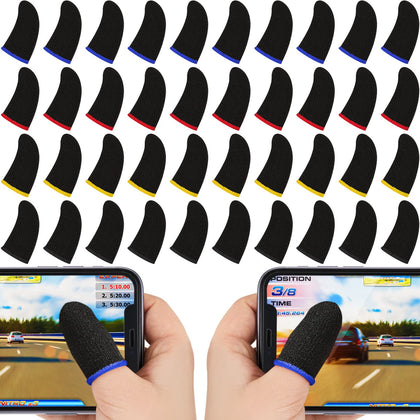 120 Pcs Finger Sleeve for Gaming Anti Sweat Game Controller Finger Thumb Sleeve Breathable Finger Covers Touchscreen Gaming Gloves for Mobile Phone Game, 4 Designs (Colorful)