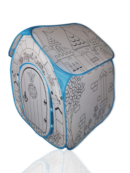 Color Your Own Tent for Kids - Indoor Playhouse Pop Up Tent for Boys and Girl Comes with Six Washable Ink Color Pens