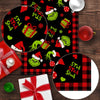 Pudodo Grinchmas Table Runner Merry Christmas Buffalo Plaid Check Winter Holiday Party Decoration Fireplace Kitchen Dining Home Decor (Black and Red, 13