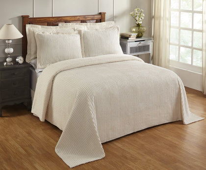 Better Trends Chenille Bedspreads King, Jullian Collection Bold Stripes Design in Ivory - Super Soft, Lightweight Bedspreads, 100% Cotton Tufted Cotton Bedspreads & Bedding