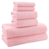 MOONQUEEN Ultra Soft Towel Set - Quick Drying - 2 Bath Towels 2 Hand Towels 2 Washcloths - Microfiber Coral Velvet Highly Absorbent Towel for Fitness, Bathroom, Sports, Yoga, Travel (Pink, 6 Pcs)