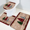 Zadaling Merry Christmas 3-Piece Bath Rug Mat Sets,Buffalo Plaid Farm Xmas Tree Snowflake Pine Tree Absorbent Non-Slip Bathroom Doormat Runner Rugs, Toilet Seat Cover, U-Shaped Toilet Floor Mat,Large