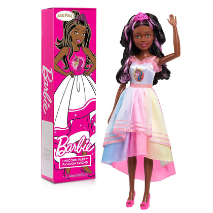 Barbie 28-inch Best Fashion Friend Unicorn Party Doll, Black Hair, Kids Toys for Ages 3 Up by Just Play