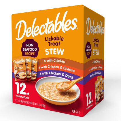 Delectables Non-Seafood Stew Lickable Wet Cat Treats, Variety Pack, 1.4 Ounce (Pack of 12)