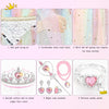 Fedio Princess Cape Set 7 Pieces Girls Princess Cloak with Tiara Crown, Wand for Little Girls Dress up (Rainbow)