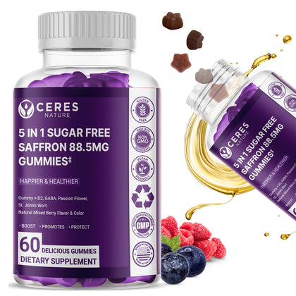 Premium Saffron Extract 88.5mg** Gummy - Appetite Control, Eye Support, Boost Energy & Heart Health NON-GMO - Gluten Free - Vegan Friendly- Sugar-Free Antioxidant Boost - Premium Quality - 60 Gummies