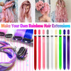 12 PCS Pink Hair Extensions Clip in, Colored Party Highlights Extension for Kids Girls Synthetic Hairpiece Straight 22 inch