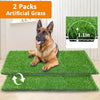 LOOBANI 35in x 23in Extra Large Grass Porch Potty Tray, 2-Pack Replacement Artificial Grass Puppy Training Pads, Quickly Absorbency Portable Dog Patio Potty for Balcony/Apartment Use