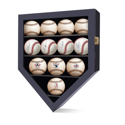 flybold Baseball Display Case Baseball Holders for Balls Display Baseballs 12 Pack Wall Display Box 92% Clear Antifade UV Protection with Gold Locks for Homerun Autograph Ball Extra Large Black