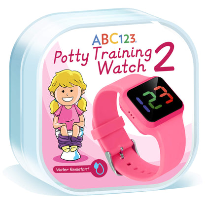 ABC123 Potty Training Watch 2- Baby Reminder Water Resistant Timer for Toilet Training Kids & Toddler (Pink)