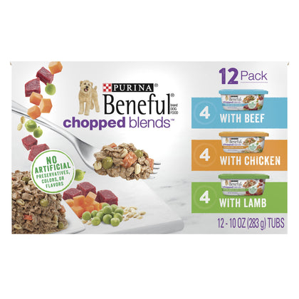 Purina Beneful High Protein, Gravy Wet Dog Food Variety Pack, Chopped Blends - (12) 10 Oz. Tubs