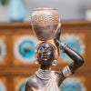 Leekung African Statue for Home Decoration,African Statues and Sculptures Table top Bookshelf Decor,African Lady Figurines Home Decor Antique Woodstone Color
