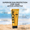JACKET Sport Sunscreen SPF 50+, Water Resistant, Oil Free, Anti-Aging Cream, Vitamin and Antioxidant Enriched, Age Spot Remover, Oxybenzone Free, Sun Screen Protector for Face and Body - 4 FL OZ
