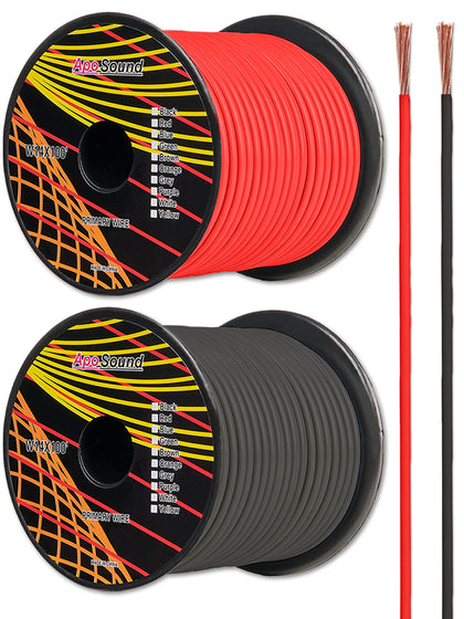 GS Power 10 Gauge Stranded Flexible Copper Clad Aluminum CCA Primary Automotive Wire for Car Audio Video Amplifier 12 Volt Trailer Harness Hookup Drone Model Train Wiring. 100ft Red & 100 ft Black