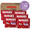 Huggies Size 3 Diapers, Little Movers Baby Diapers, Size 3 (16-28 lbs), 156 Count (6 packs of 26), Packaging May Vary