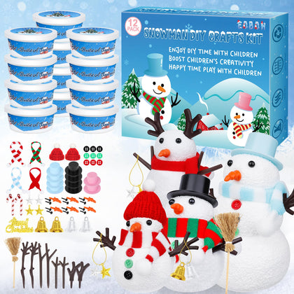 12 Pack Christmas Craft, DIY Snowman Kit for Kids, Build a Snowman Kit Indoor Decorations, Creative Kids Air Dry Modeling Clay, Xmas Activities Snowman Making Kit Gifts Toys for Holiday Favor Supplies