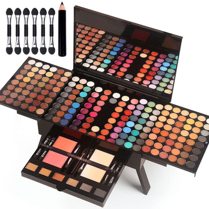 Women Makeup Sets Full Kits - 190 Colors Cosmetic Make Up Gifts Combination with Eyeshadow Facial Blusher Eyebrow Powder Face Concealer Powder Eyeliner Pencil with Full Size Mirror Makeup Palette Kit
