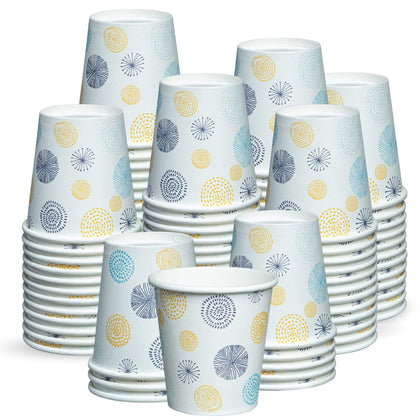 Comfy Package, [300 Count 3 oz. Small Paper Cups, Disposable Mini Bathroom Mouthwash Cups - Floral