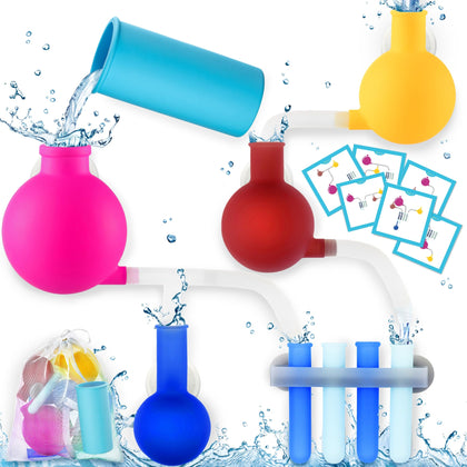 Bath Toys for Kids Ages 4-8 - Science Themed Wall Suction Bath Toy - Includes Beaker, Flasks, Pipes and Test tubs