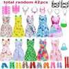 BJDBUS 42 pcs Doll Clothes and Accessories Including 10 pcs Fashion Mini Dresses 32 pcs Shoes, Glasses, Necklaces, Handbag, Hangers Accessories for 11.5 Inch Girl Doll