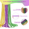 YAXINRUI Mardi Gras Beads Necklaces, 15Pcs 33 7 mm Metallic Gold Green Purple Bead Necklaces Party Beads Necklaces Mardi Gras Accessories for Mardi Gras Party, Throw Beads Party Favors