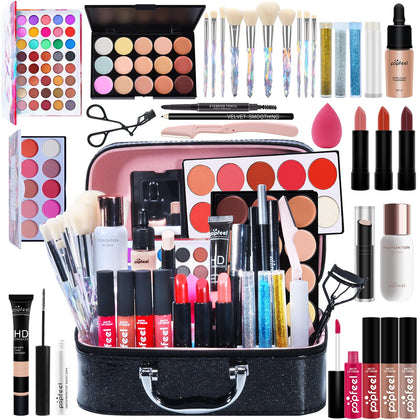 Makeup Kit For Women Full Kit,All-in-one Makeup Holiday Gift Set Include Concealer Eyeshadow Face Powder Palette Lipstick Blush - Make Up Kits For Adult Professional And Beginner With Carry Travel Bag