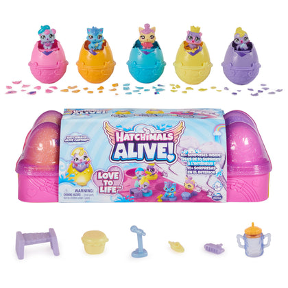 Hatchimals Alive, Egg Carton Toy with 5 Mini Figures in Self-Hatching Eggs, 11 Accessories, Stocking Stuffers for Kids