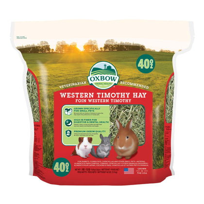 Oxbow Animal Health Western Timothy Hay- Veterinarian Recommended- Hay for Rabbits, Chinchillas, Guinea Pigs & Other Small Pets- Grown in the USA- Premium Quality Natural Hay- Fiber Rich- 40 Oz