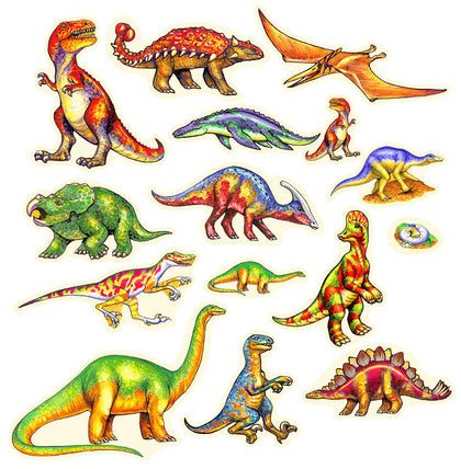 15 Piece Dinosaurs Felt Figures Set for Flannel/Felt Board Playboard Story Time Precut