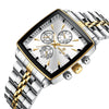 REWARD Mens Wrist Watch Business Big Square Face Waterproof Date Fashion Quartz Watches for Men Gold Silver