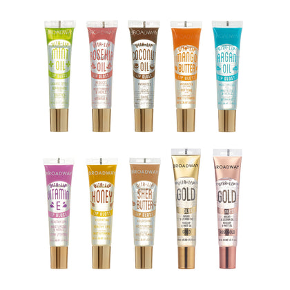 Broadway Vita-Lip Clear Lip Gloss Moisturizing Hydrating Nourishing Long Lasting High Shine Glossy Lip Care Gloss 0.47oz/14ml (10 PCS SET)