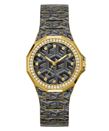 GUESS Women's 38mm Watch - Multi-Color Bracelet Black Dial Gold Tone Case