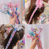 8 Pieces Colored Braids Hair Extensions with Rubber Bands Ponytails Hair Bows Rainbow Color Synthetic Hairpieces Glitter Braided Hair Extensions for Women Kids Girls Party Highlights Cosplay Dress Up