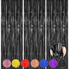 ACCEVO 3Pack Black Foil Fringe Curtains Party Streamers 3.2ft x 8.2ft Door Streamer Tinsel Streamers Black Party Decorations Photo Booth for Halloween New Year Holiday Celebration Party Decoration