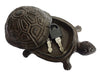 BSTGIFTS Cast Iron Turtle Key Hider - Spare Key Holder - Garden Decoration Turtle, Jewelry Trinkets Box for Key, Ear Studs, Ring, Paper Clip (Antique Brown)