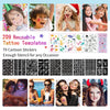 ROUQIUYA Temporary Glitter Tattoo Kids 48 Colors, 209 Unique Stencils, 4 Glue, 5 Brushes, Body Nail Arts Glitter Makeup Kit, Gifts for Girls Boys Adults Birthday Party Christmas Festival