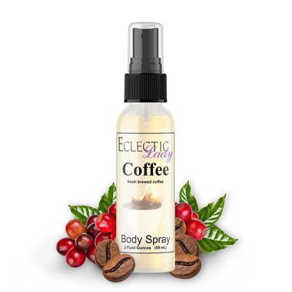 Eclectic Lady Coffee Scented Body Spray Double Strength Moisturizing Fragrance, Hydrating Vegetable Glycerin, Handcrafted in USA, Phthalate-Free - Wake up with Fresh Scented Coffee Fragrance (2 oz)