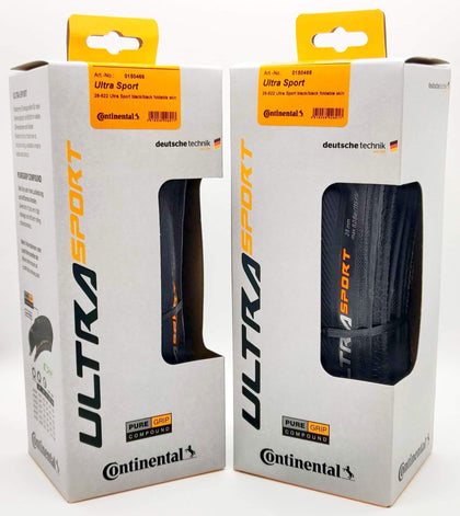 Continental Ultra Sport III 700x28 Black/Black Folding PureGrip - Pair (2 Tires)