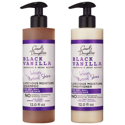 Carol's Daughter X The Color Purple The Purple Bundle: Black Vanilla Sulfate Free Shampoo and Conditioner Set for Curly, Wavy or Natural Hair, Moisturizing Hair Care for Dry, Damaged Hair, 1 Kit