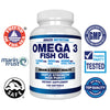 Arazo Nutrition Wild Caught Omega 3 Fish Oil - 120 Soft Gels - 4,080mg High EPA 1200mg DHA 900mg Lemon Flavor Burpless Softgels