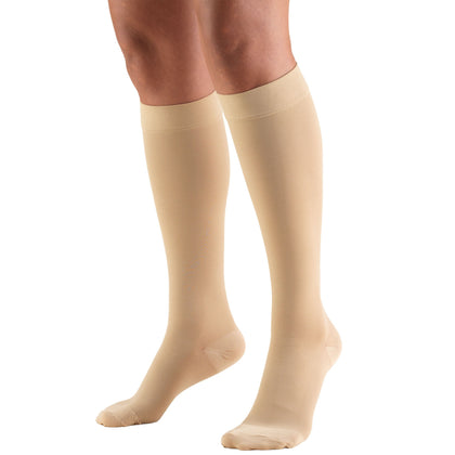 Truform 30-40 mmHg Compression Stockings for Men and Women, Knee High Length, Closed Toe, Beige, Medium