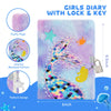 homicozy Mermaid Diary for Girls with Lock and Keys,Tie-Dye Fuzzy Journal for Kids with 160 Lined Pages,Fluffy Secret Notebook for Writing and Drawing,Gifts for Girls Over 3 Years Old,Purple