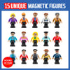 Playmags Magnetic Figures Community Set of 15 Pieces - Play People Perfect for Magnetic Tiles Building Blocks - STEM Learning Toys Children - Magnet Tiles Expansion Accessories Pack