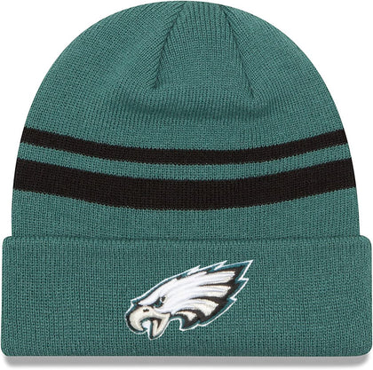New Era Unisex-Adult NFL Official Sport Knit Classic Striped Knit Beanie Cold Weather Hat (Philadelphia Eagles)