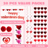 JOYIN 20 Packs Valentines Day Party Decoration Kit with valentines Banner, Cutouts Swirls Garland, Tissue Fans & Tissue Poms for Valentines Party Supplies, Valentines Decor Home Wedding Anniversary