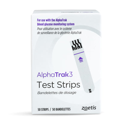 AlphaTRAK 3 Test Strips for Use 3 Blood Glucose Monitoring System for Cats; Dogs; and Horses 50 Test Strips