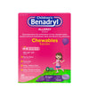 Benadryl Children's Allergy Chewables with Diphenhydramine HCl, Antihistamine Chewable Tablets for Relief of Allergy Symptoms Like Sneezing, Itchy Eyes, & More, Grape Flavor