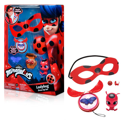 Miraculous girls female Ladybug Dress Up Set with Yoyo, Color Change Akuma, Tikki kwami, mask and Earrings by Playmates Toys For 4+ Years With Action Figure