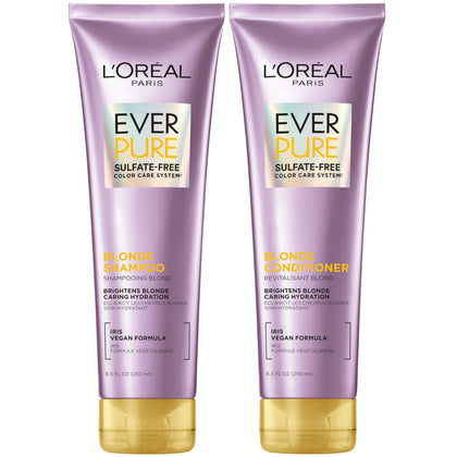 L'Oreal Paris EverPure Blonde Sulfate Free Shampoo and Conditioner for Blonde Hair, 8.5 Ounce (Set of 2)